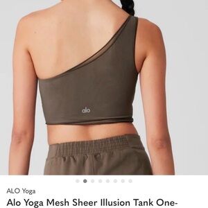 ALO Yoga Asymmetric Mesh Tank Top - Olive